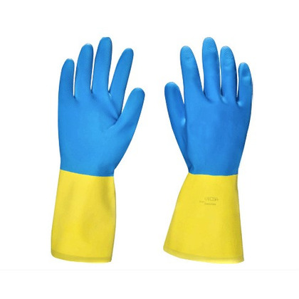 Перчатки резиновые сине-желтые Gloves S